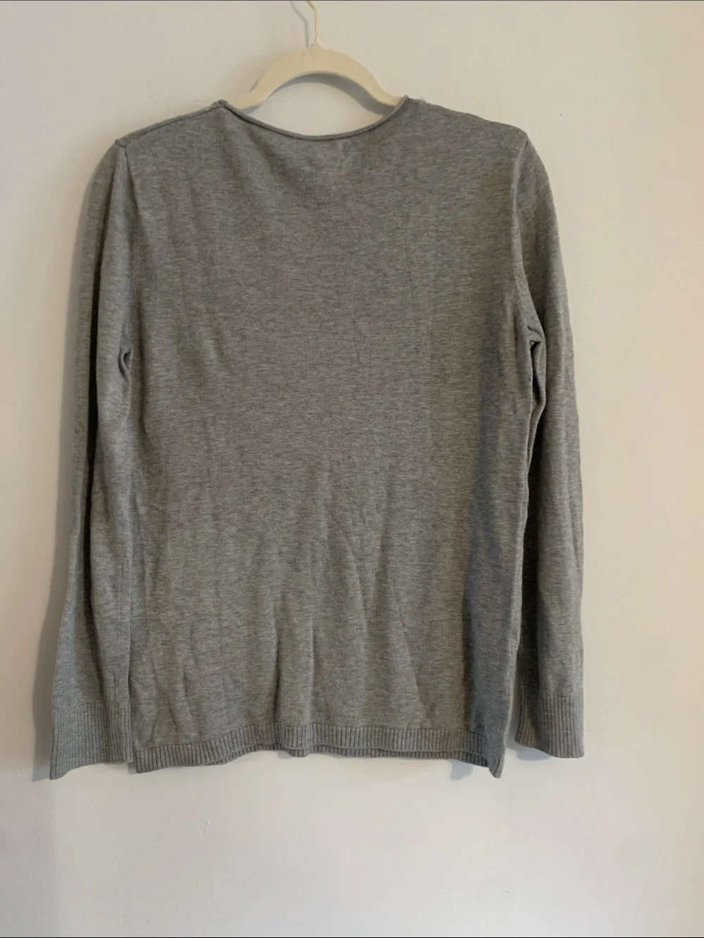 CALVIN KLEIN Light Gray Rhinestone Crewneck Sweater